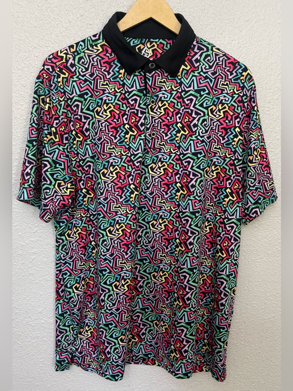 Deolax | Geometric Dry Fit Golf Polo Shirt | Multi Colored | Size Large